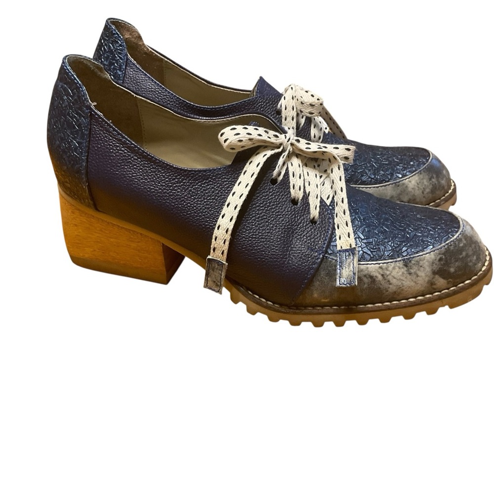 Bon Bonite custom leather Heeled oxfords/moccasins shoes Size 40 vintage style